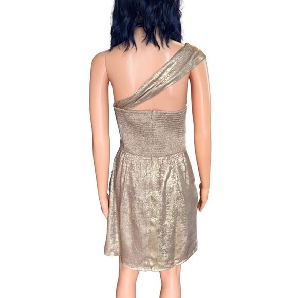 NWT Lost + Wander Pixie Dust Gold Metallic Mini Cocktail Dress - Picture 7 of 8